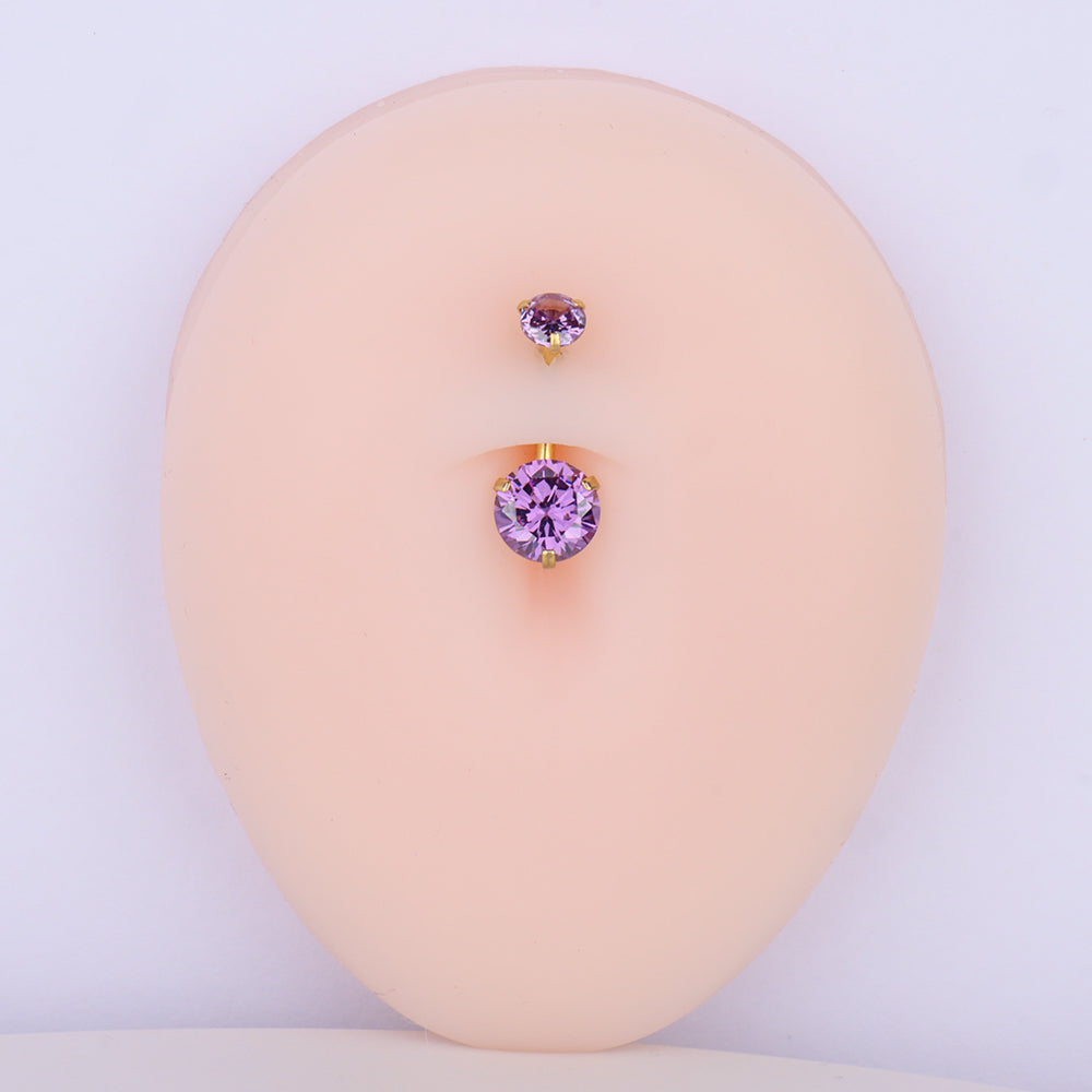 Charm Purple Gem Belly Ring - Stainless Steel - Navel - Oumo Jewelry