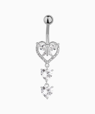 Shiny Heart Butterfly Belly Ring - OumoJewelry