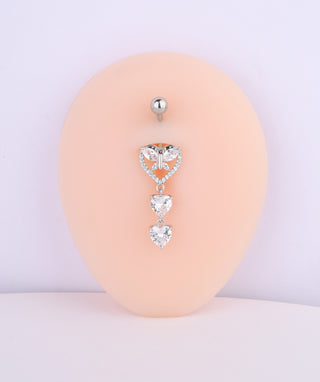 Shiny Heart Butterfly Belly Ring - OumoJewelry