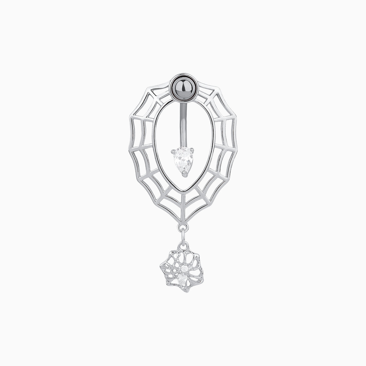 Spider & Cobweb Belly Ring - Stainless Steel - Navel - Oumo Jewelry