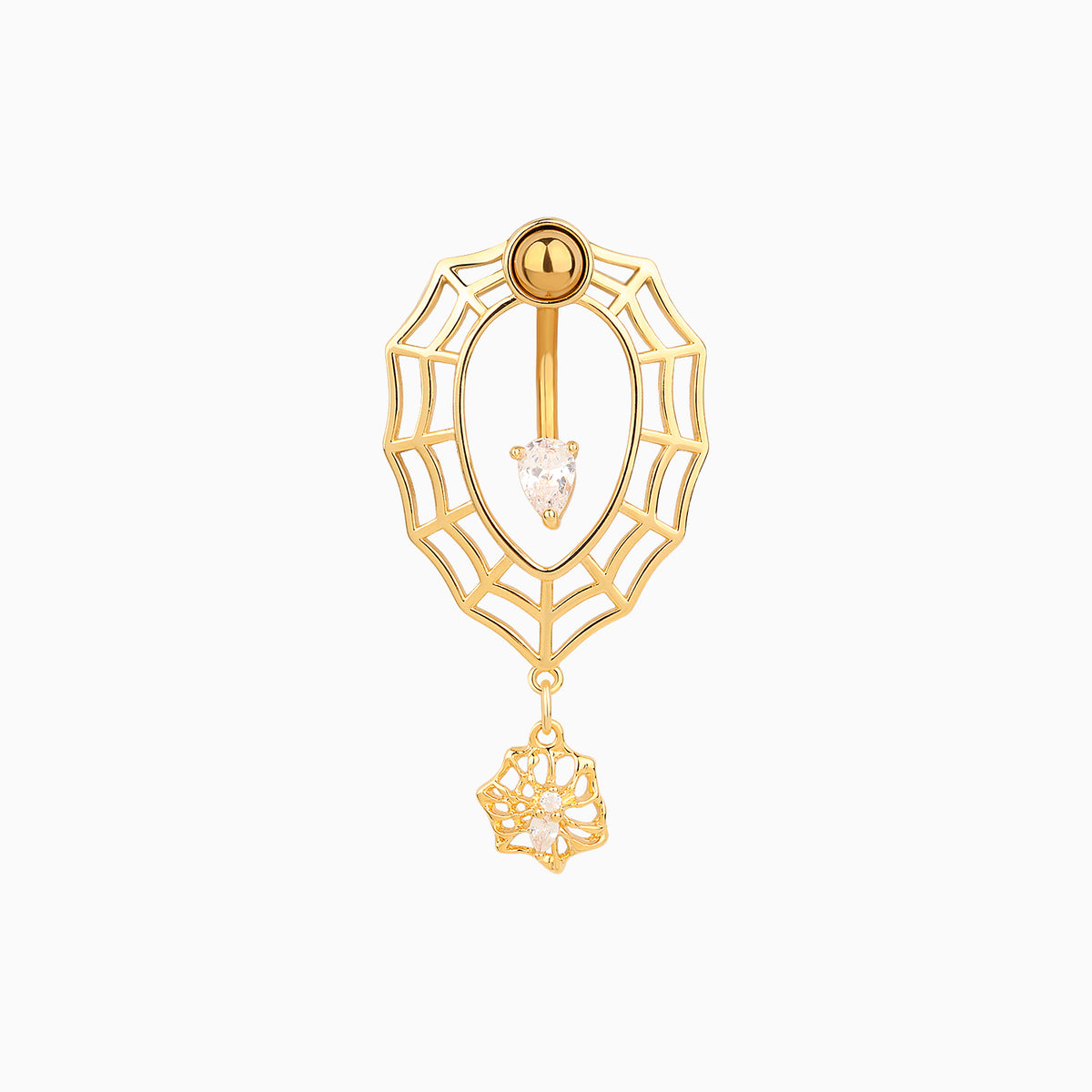 Spider & Cobweb Belly Ring - Stainless Steel - Navel - Oumo Jewelry