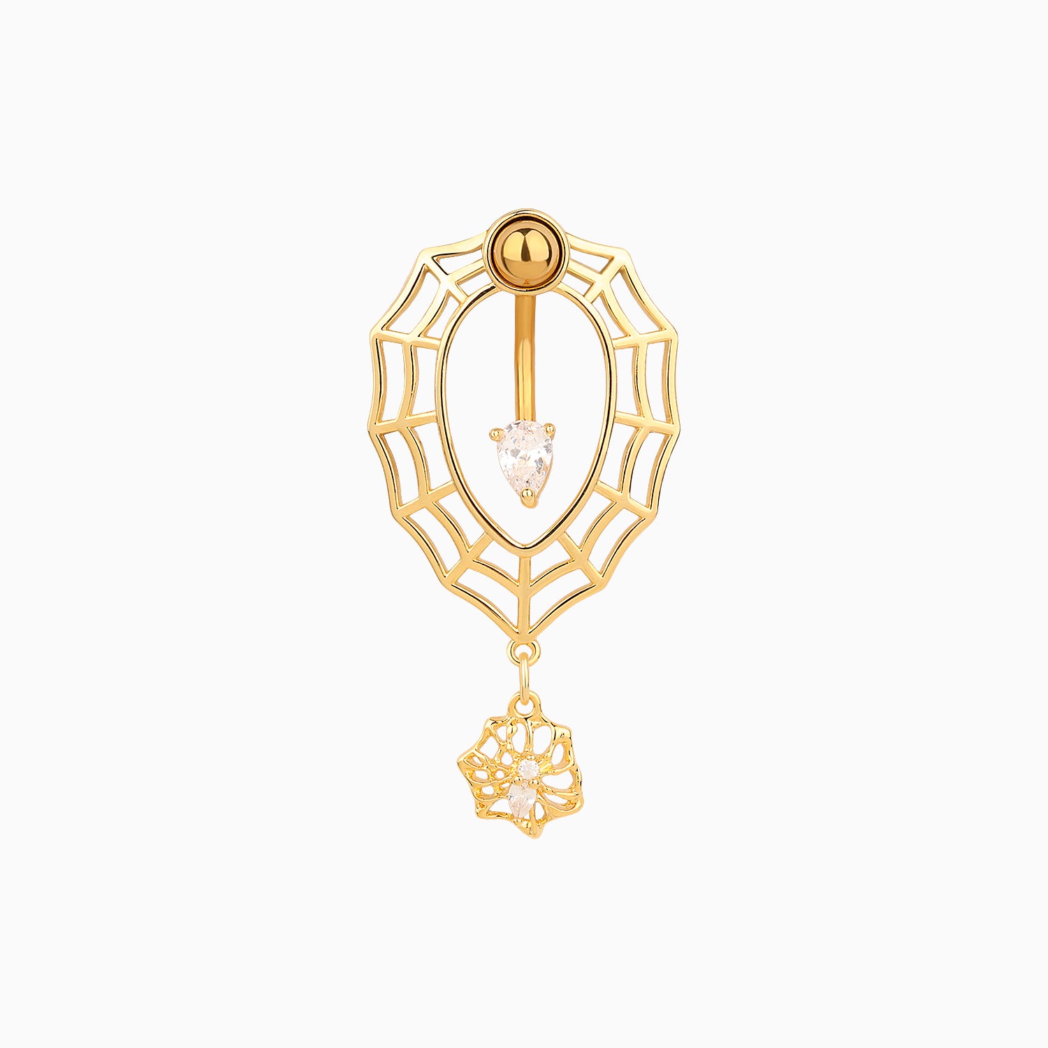 Spider &amp; Cobweb Belly Ring - OhmoJewelry