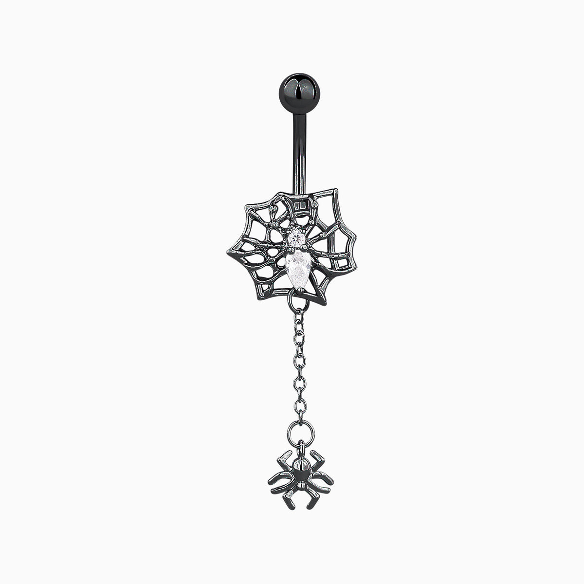 Cool Spider Belly Ring - Stainless Steel - Navel - Oumo Jewelry