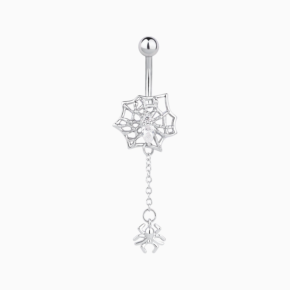 Cool Spider Belly Ring - Stainless Steel - Navel - Oumo Jewelry