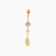 Fluttering Leaf Belly Ring - Stainless Steel - Navel - Oumo Jewelry