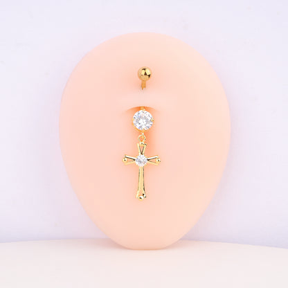 Delicate Cross Belly Ring - OhmoJewelry