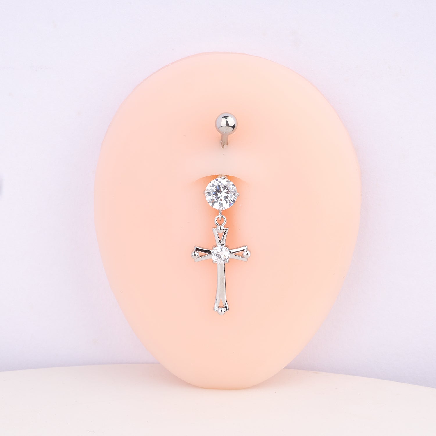 Delicate Cross Belly Ring - OhmoJewelry