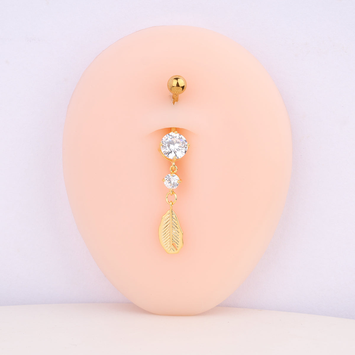 Fluttering Leaf Belly Ring - Stainless Steel - Navel - Oumo Jewelry