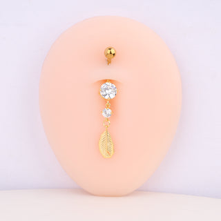 Fluttering Leaf Belly Ring - OhmoJewelry