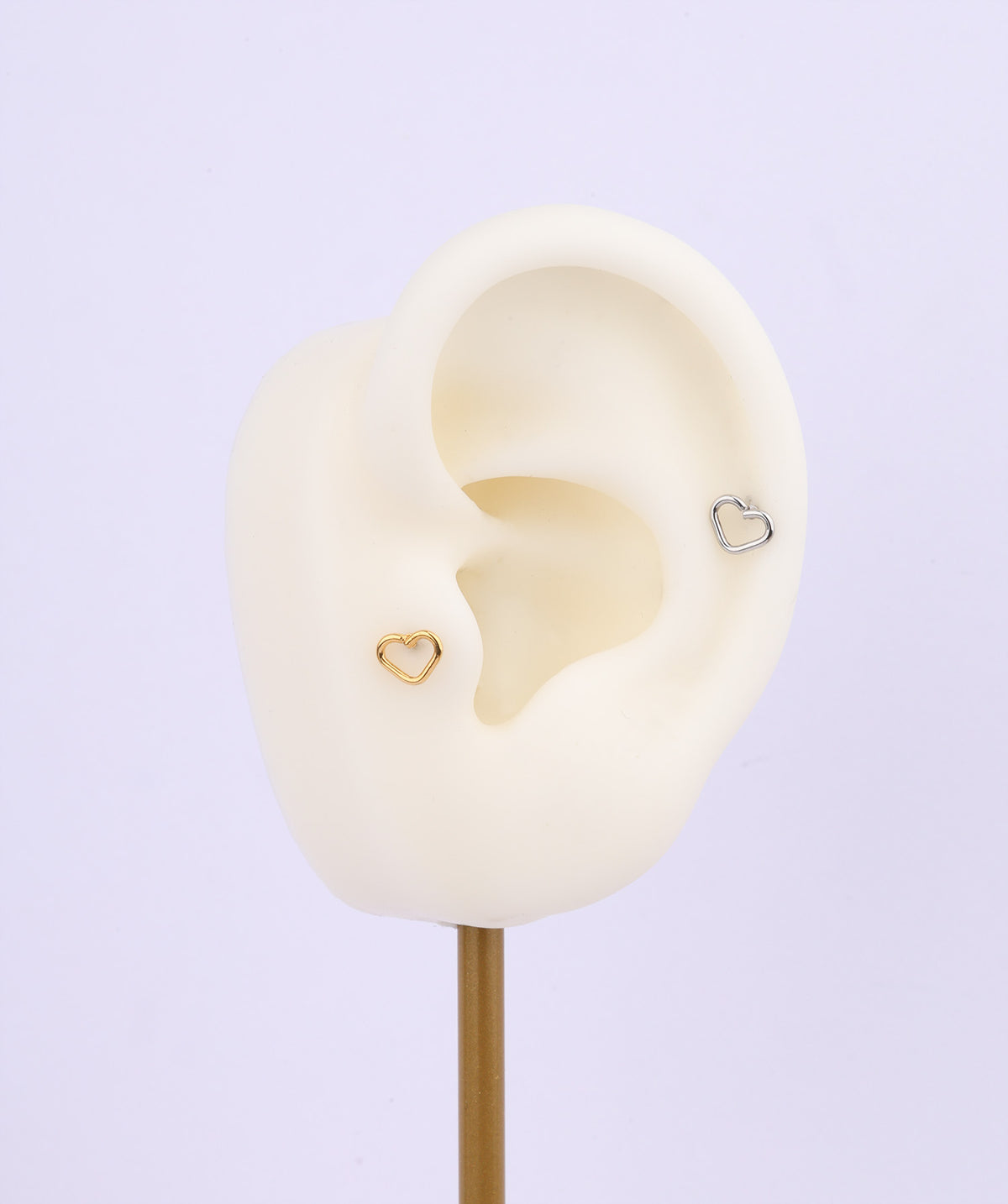 Simple Hollow Heart Flatback Stud - Stainless Steel - Helix, Upper Lobe, Conch - Oumo Jewelry