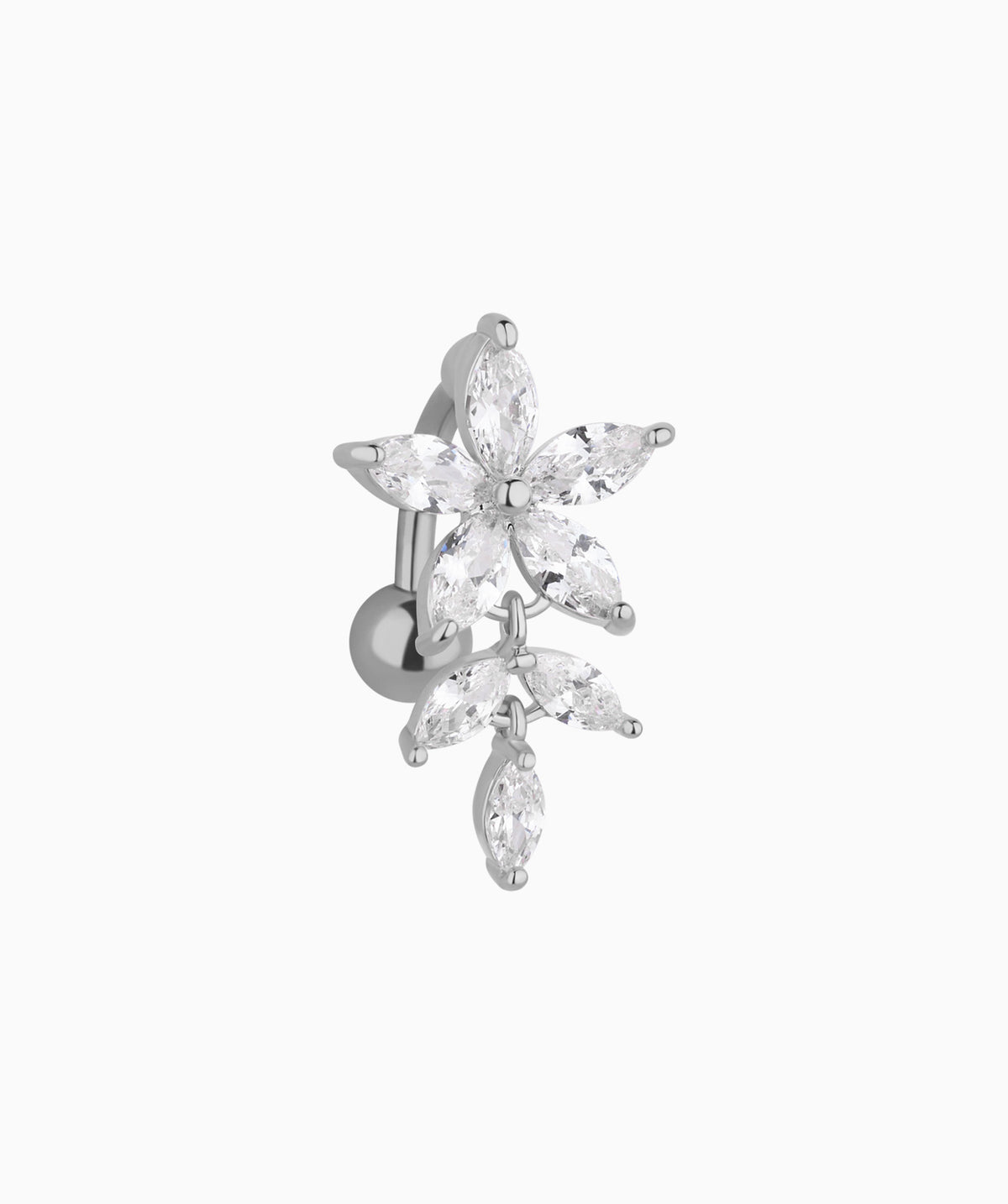 Flower & Leaf Belly Ring - Stainless Steel - Navel - Oumo Jewelry