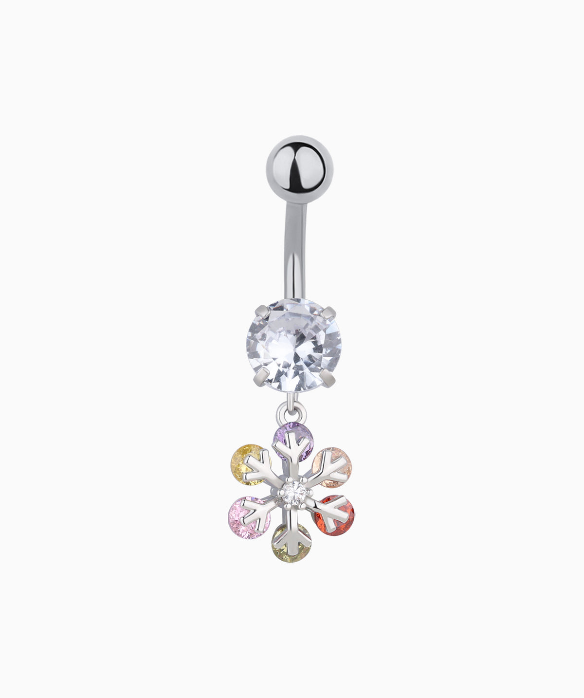 Colorful Snowflake Belly Ring - Stainless Steel - Navel - Oumo Jewelry