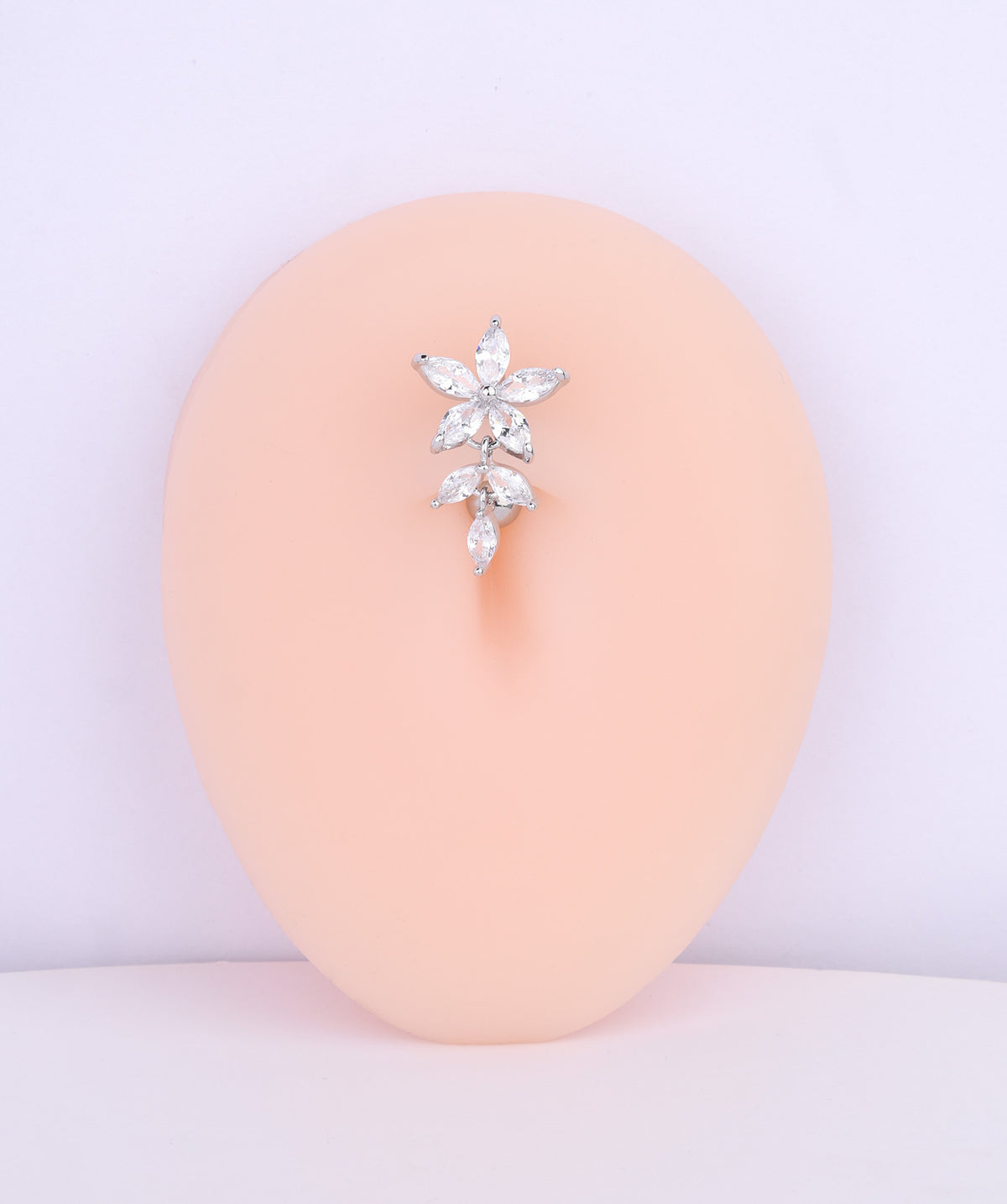 Flower & Leaf Belly Ring - Stainless Steel - Navel - Oumo Jewelry