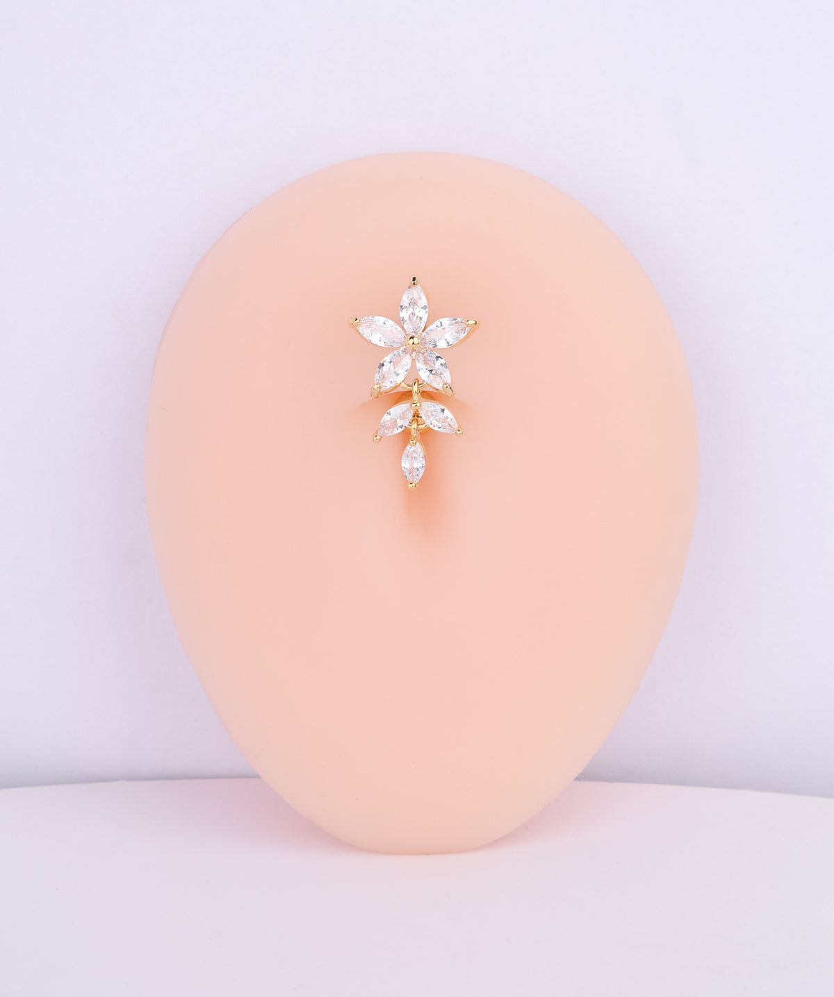 Flower & Leaf Belly Ring - Stainless Steel - Navel - Oumo Jewelry