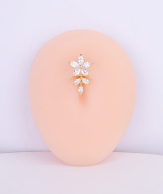 Flower & Leaf Belly Ring - OumoJewelry