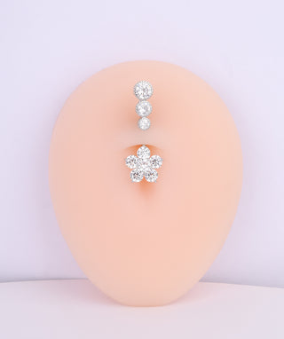Glitter Flower Belly Ring - OumoJewelry