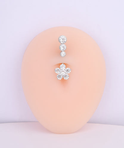 Glitter Flower Belly Ring