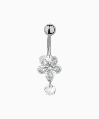 Sparkling Flower Belly Ring - OumoJewelry