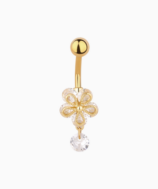 Sparkling Flower Belly Ring - OumoJewelry