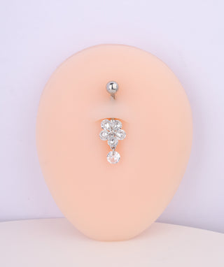 Sparkling Flower Belly Ring - OumoJewelry