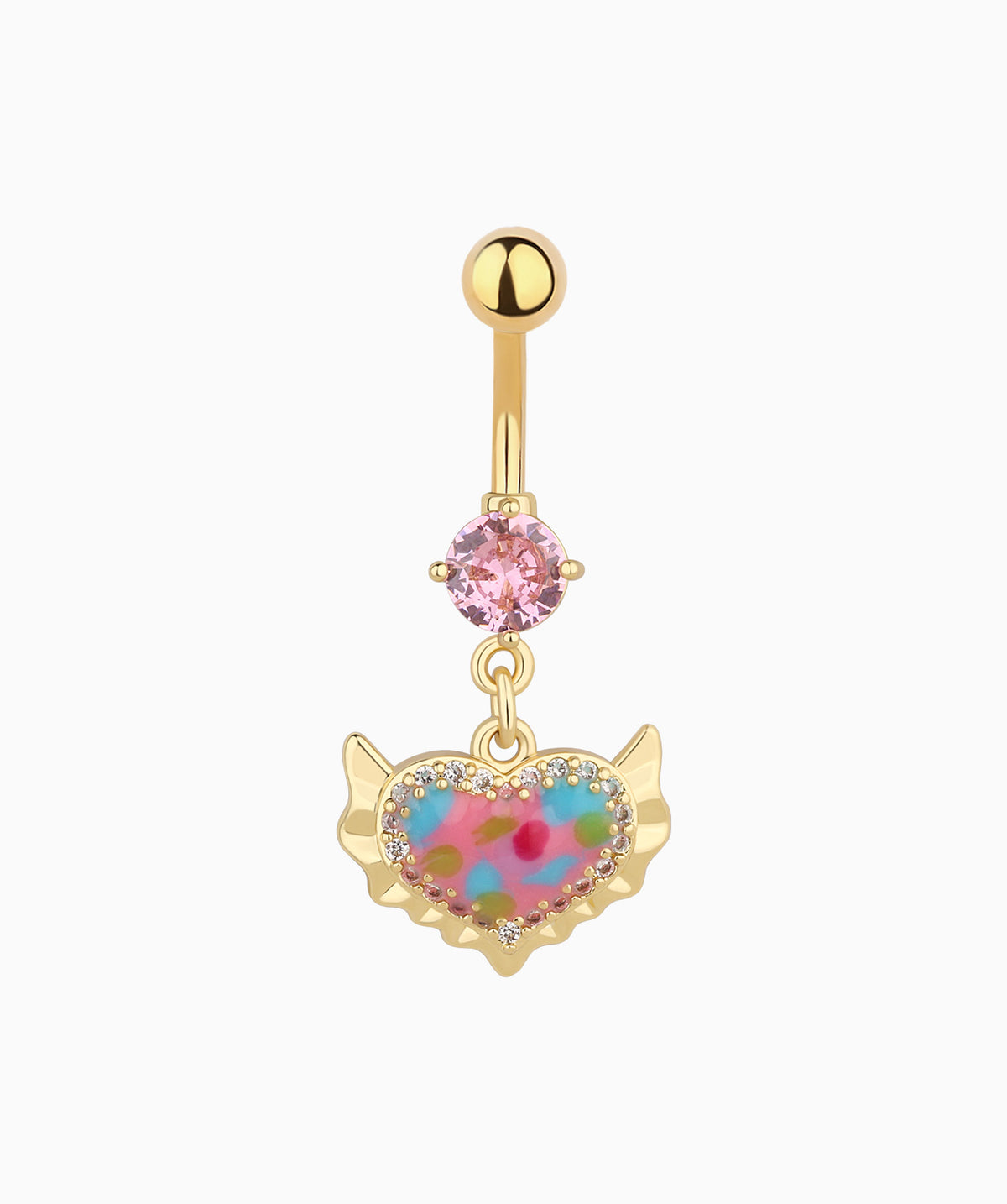 Beautiful Heart Belly Ring - Stainless Steel - Navel - Oumo Jewelry