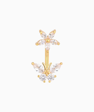 Flower & Butterfly Belly Ring - OumoJewelry