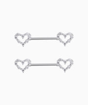 Hollow Heart Nipple Rings - Stainless Steel - Oumo Jewelry