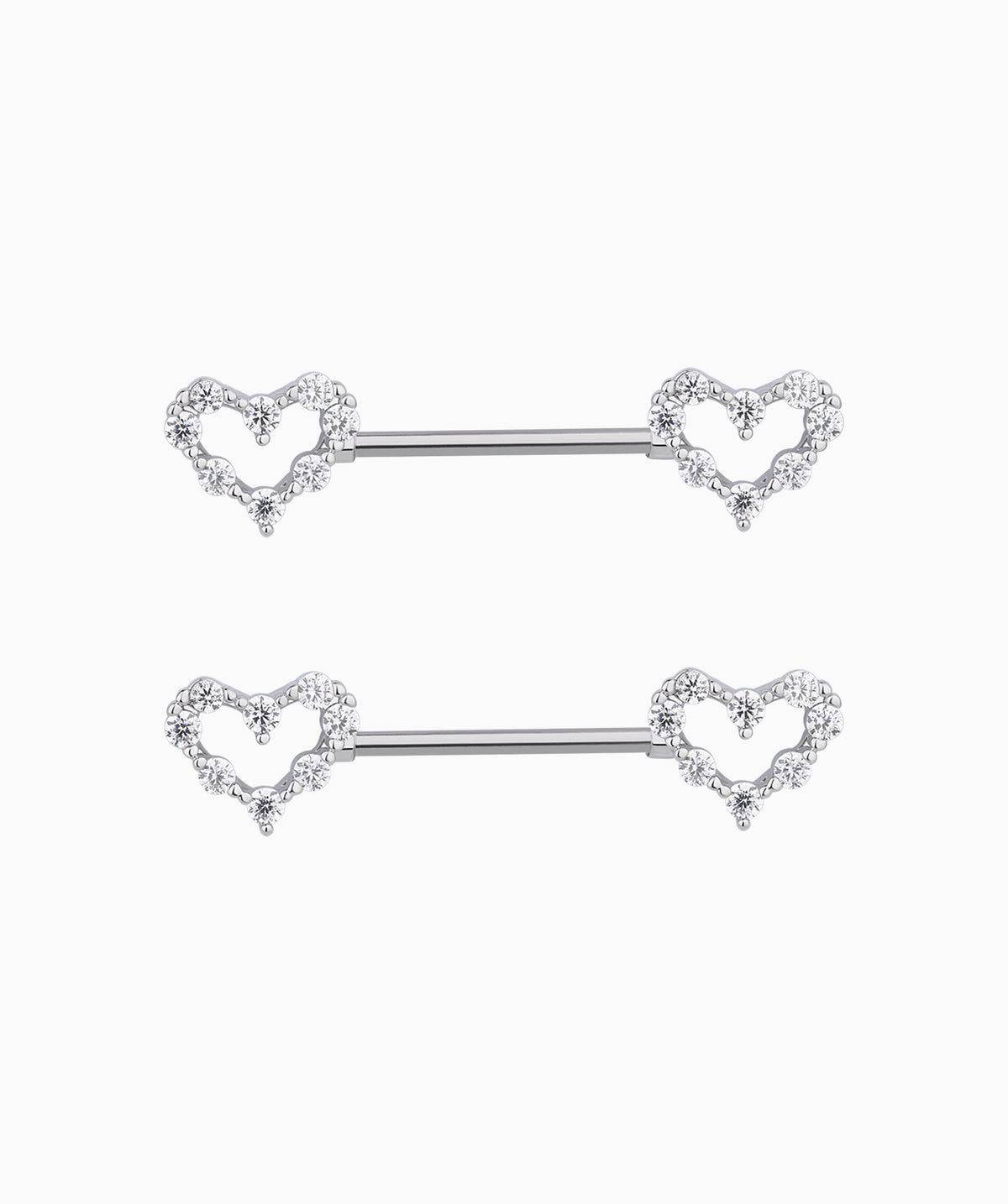 Hollow Heart Nipple Rings - Stainless Steel - Oumo Jewelry