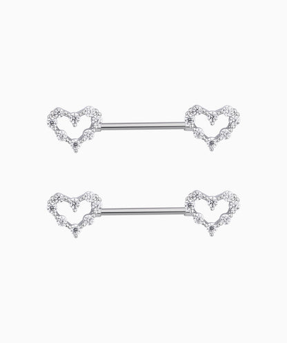 Hollow Heart Nipple Rings