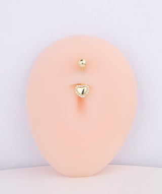 Gemstones Heart Belly Ring - OumoJewelry