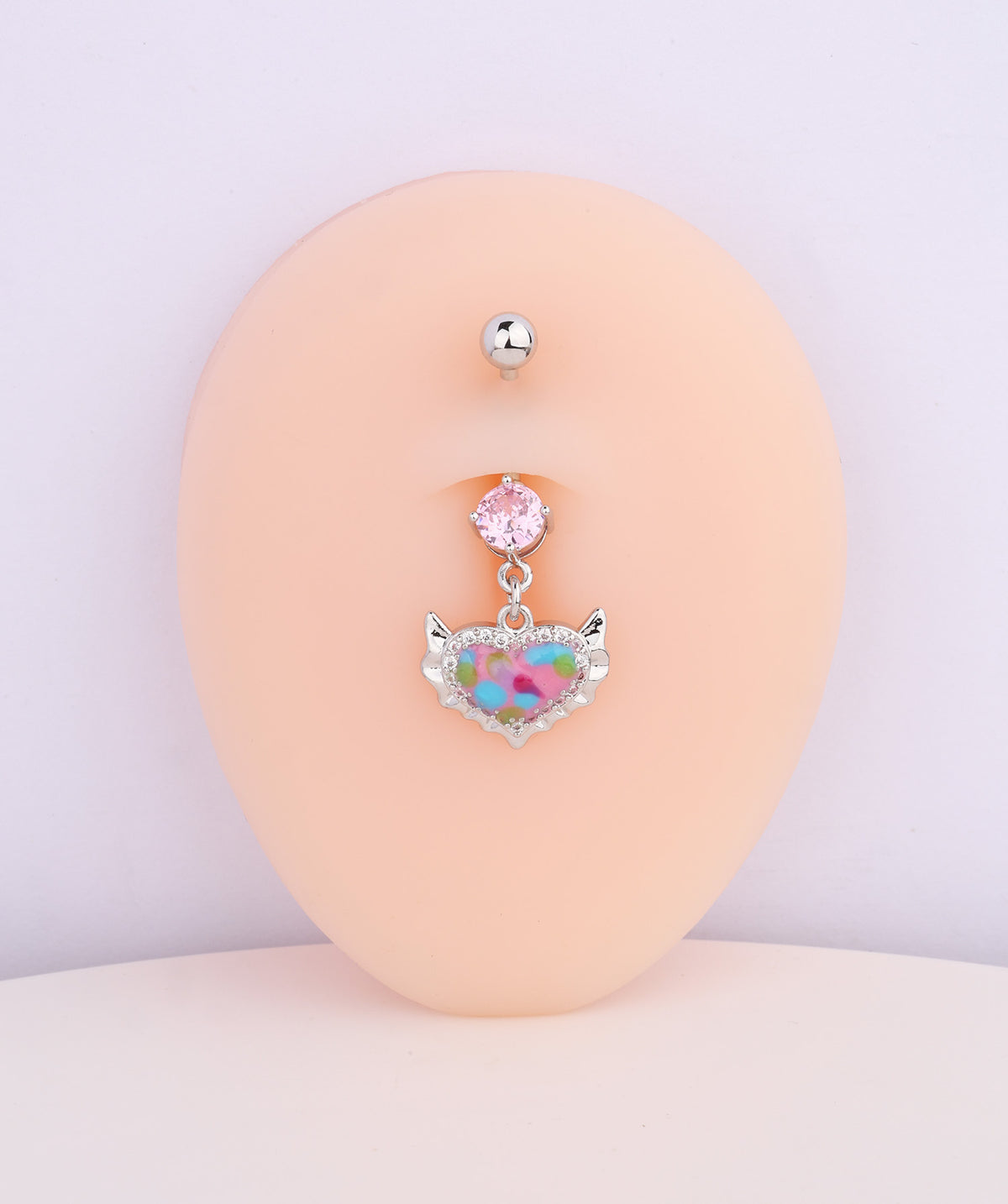 Beautiful Heart Belly Ring - Stainless Steel - Navel - Oumo Jewelry