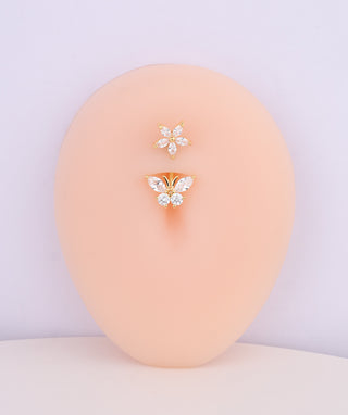 Flower & Butterfly Belly Ring - OumoJewelry