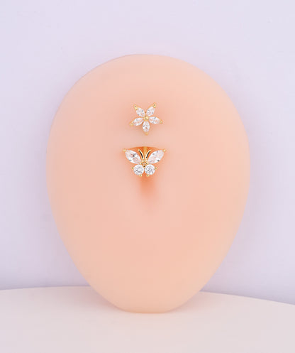 Flower &amp; Butterfly Belly Ring