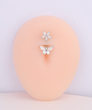 Flower & Butterfly Belly Ring - OumoJewelry