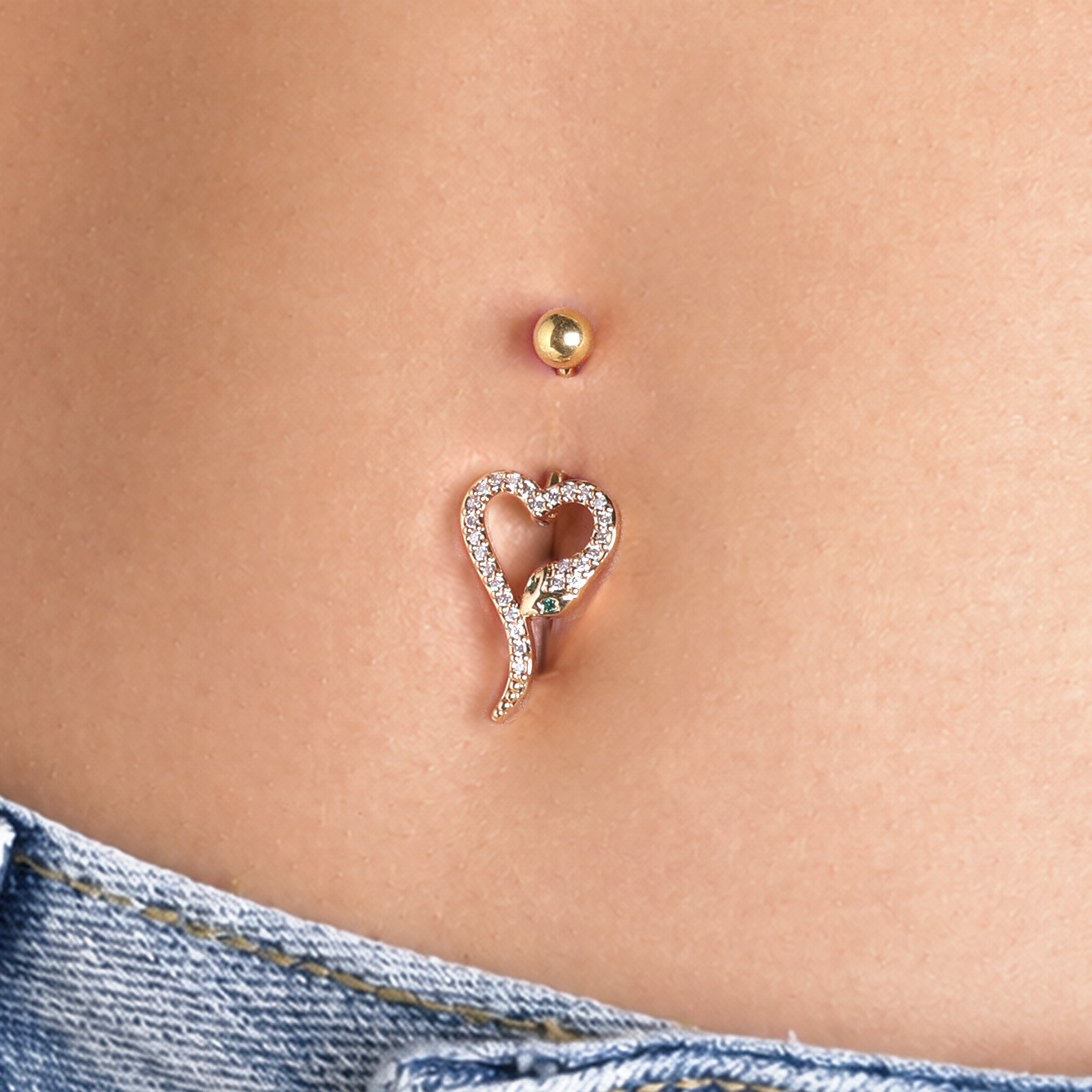 Snake CZ Belly Ring
