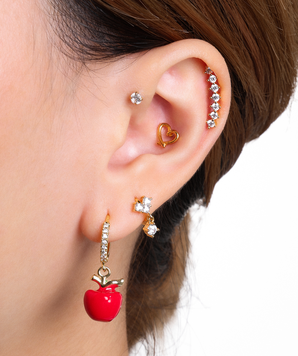 Gems Flat Back Stud - Stainless Steel - Helix, Upper Lobe, Flat - Oumo Jewelry