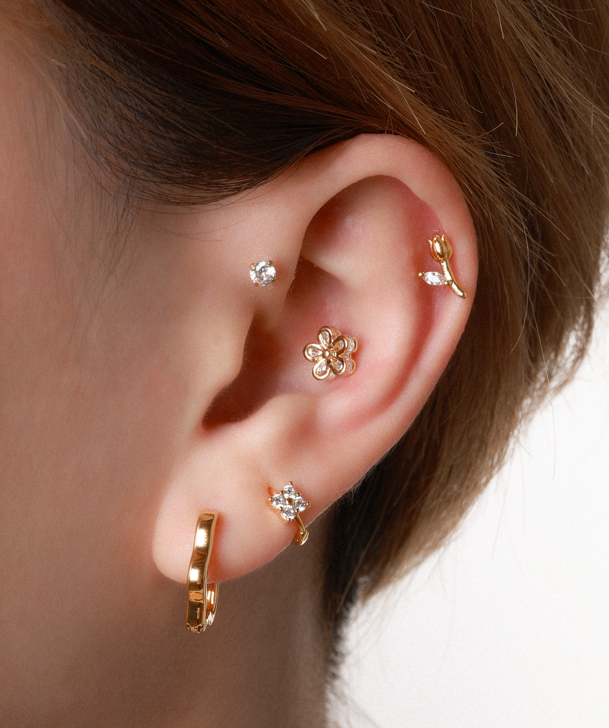 Rosie Stud - Stainless Steel - Upper Lobe, Helix - Oumo Jewelry