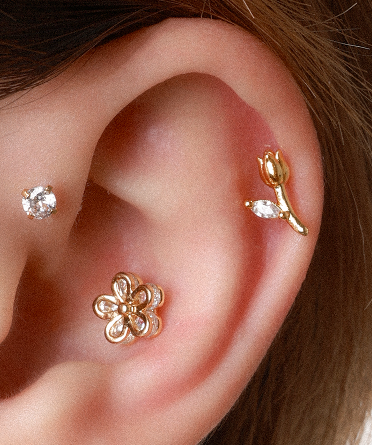 Rosie Stud - Stainless Steel - Upper Lobe, Helix - Oumo Jewelry
