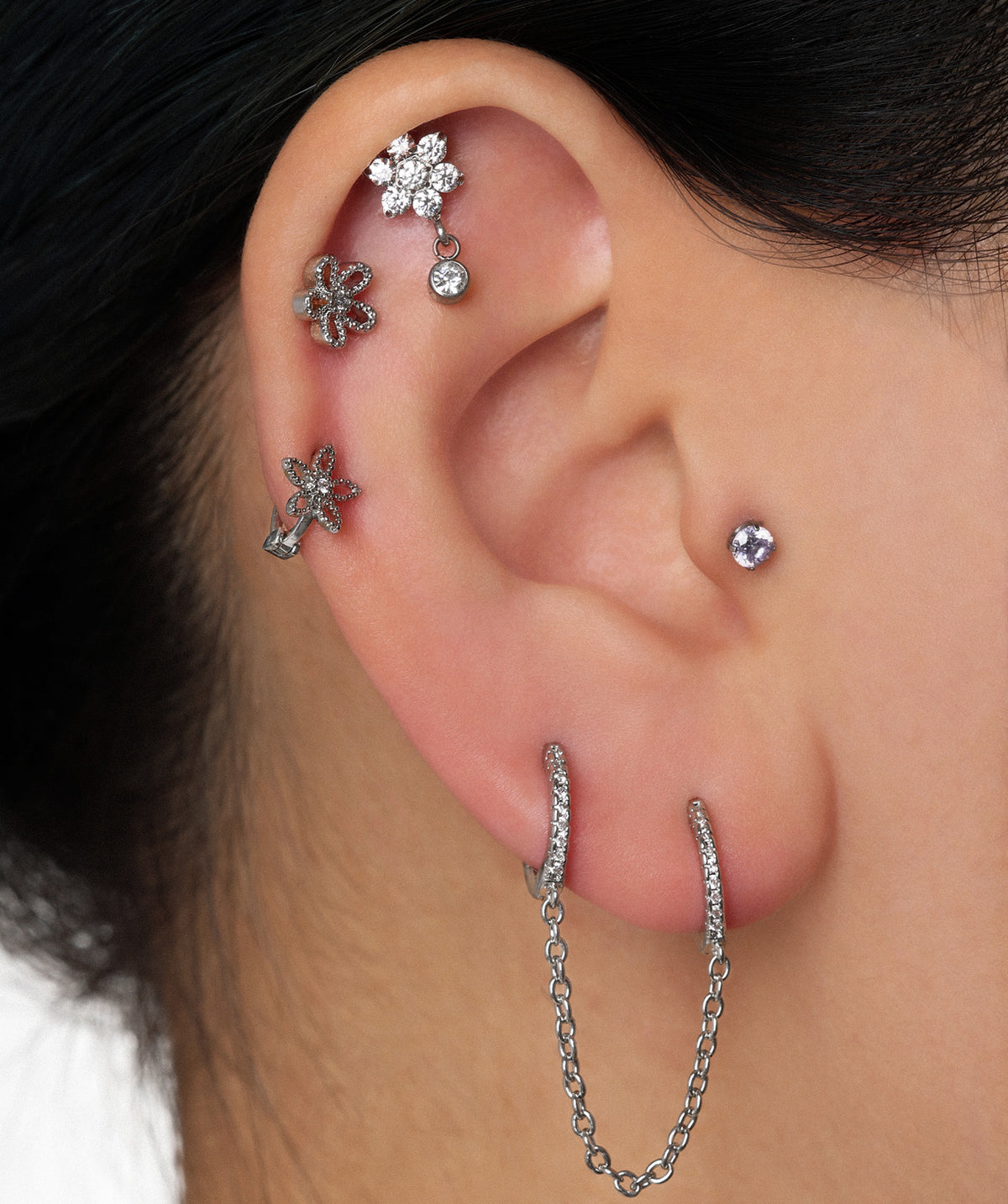 Flower Helix - Stainless Steel - Helix - Oumo Jewelry