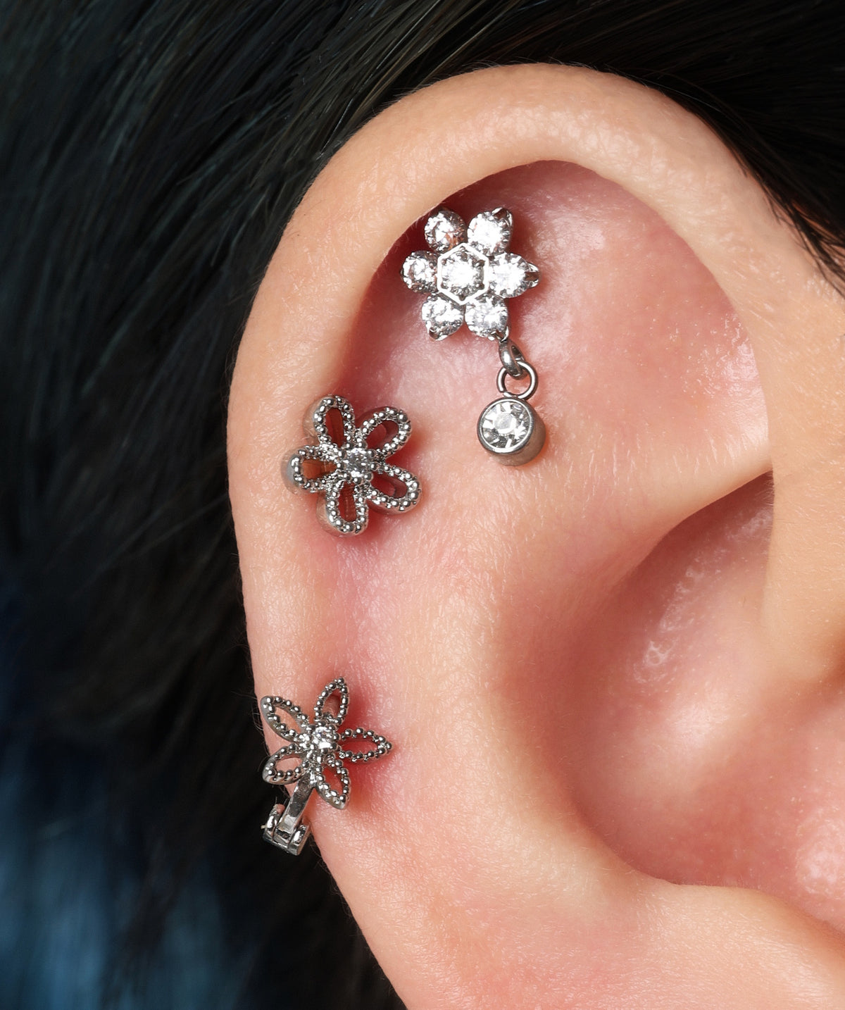 Flower Helix - Stainless Steel - Helix - Oumo Jewelry