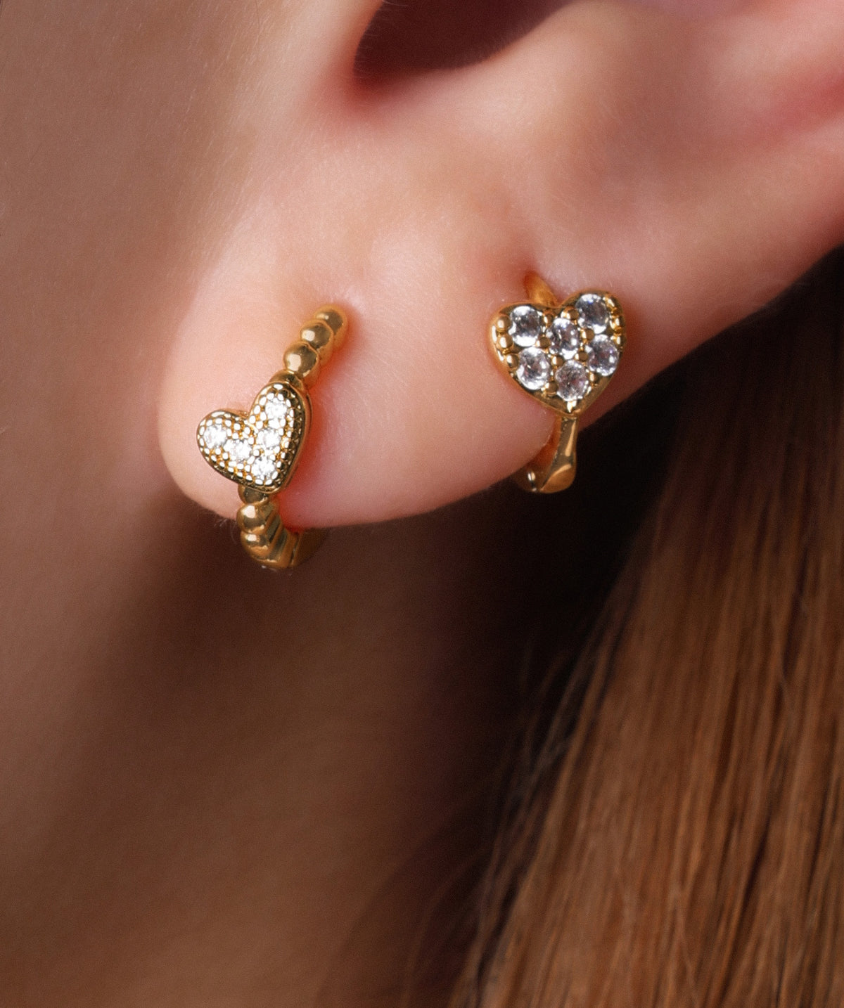 Stunning Heart Hoop Earring - Brass - Lobe, Upper Lobe, Helix - Oumo Jewelry