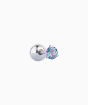 Colorful Round Gemstone Stud - Stainless Steel - Upper Lobe, Helix, Flat - Oumo Jewelry