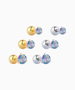 Colorful Round Gemstone Stud - OumoJewelry