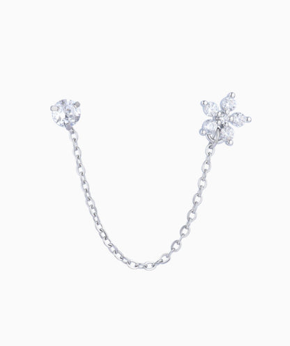 Sparkling Flower Chain Earring