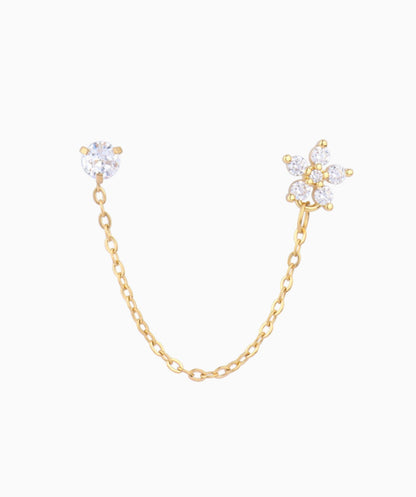 Sparkling Flower Chain Earring