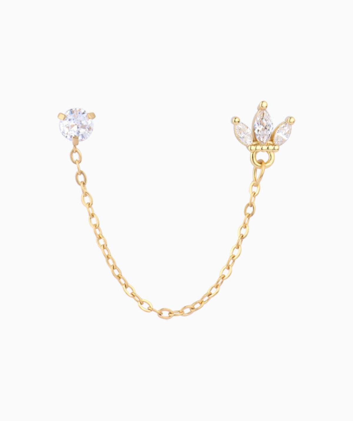Crown Chain Earring - Stainless Steel - Lobe, Upper Lobe - Oumo Jewelry