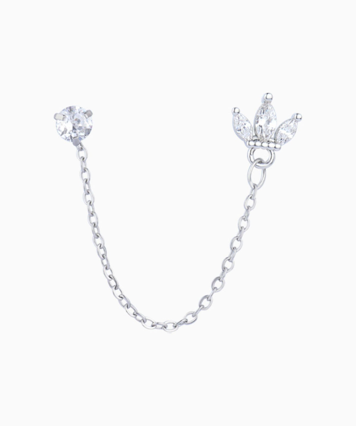 Crown Chain Earring - Stainless Steel - Lobe, Upper Lobe - Oumo Jewelry