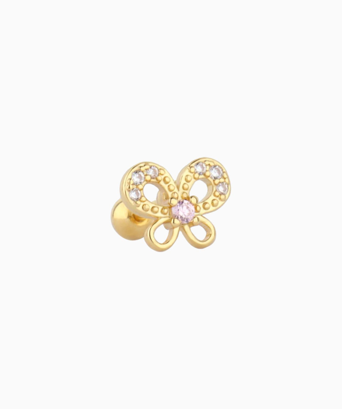 Treasure Pinky Butterfly Stud - Stainless Steel - Upper Lobe, Helix - Oumo Jewelry