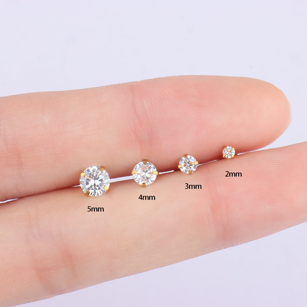 Internal Threaded Flatback Stud - Stainless Steel - Helix, Forward Helix, Upper Lobe - Oumo Jewelry