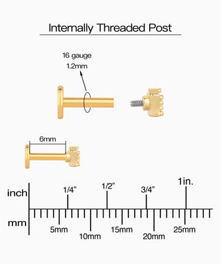 Princess Crown Flatback Stud - OumoJewelry